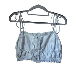 Aerie Blue and White Stripped Crop Top - Small